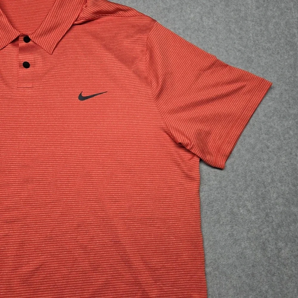 Nike Tiger Woods Collection Polo Mens XL‎ Red Micro Stripe Dri Fit Golf